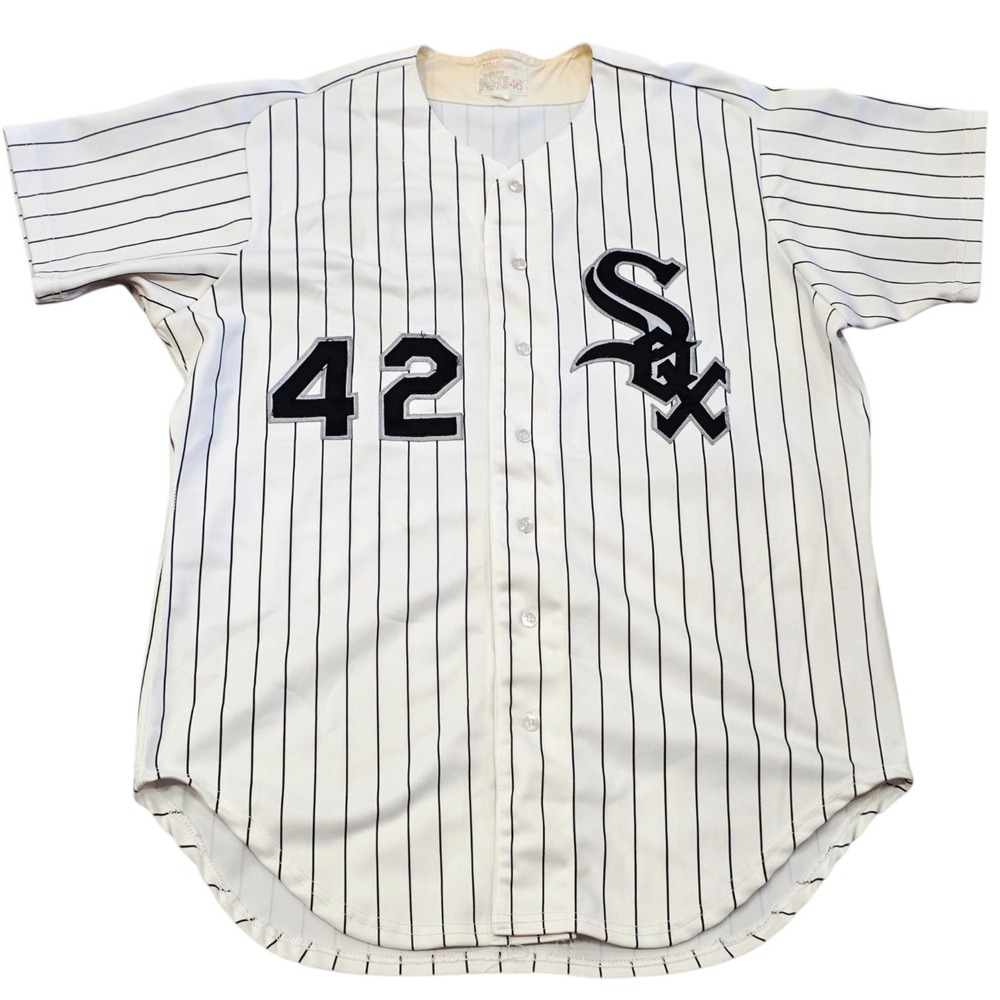Vintage Wilson Chicago White Sox 42 Home Jersey Size 46 USA 1990s Pinstripe MLB